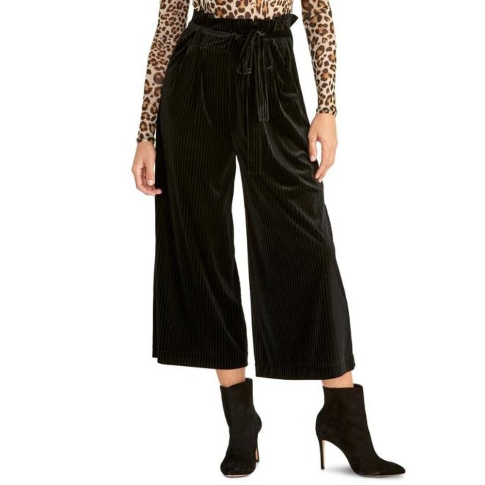 Rachel Roy Belted Wide Leg Black Pants 0X